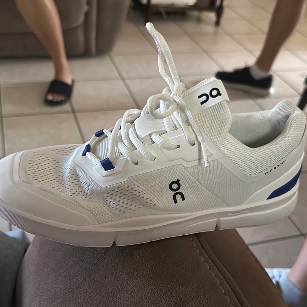 On Running Men's White and Blue Athletic Sneakers